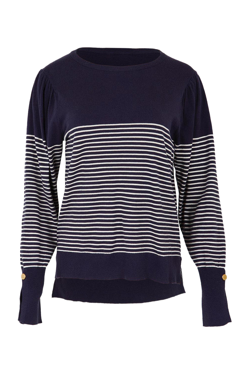 Product shot of the Colette Sweater in colour Bluecream (Blue), from the front