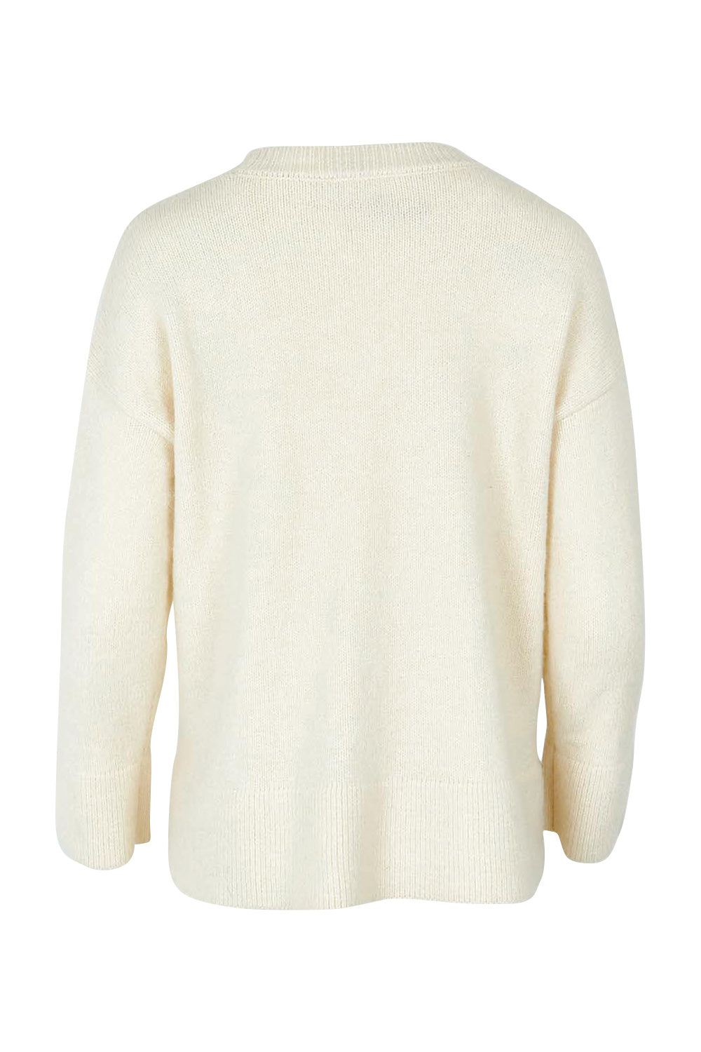 Product shot of the Edith Knit Jumper in colour Cream (White), from the back