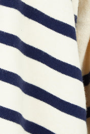 Product shot of the Emy Cardigan in colour Bluestripe (Blue), detail