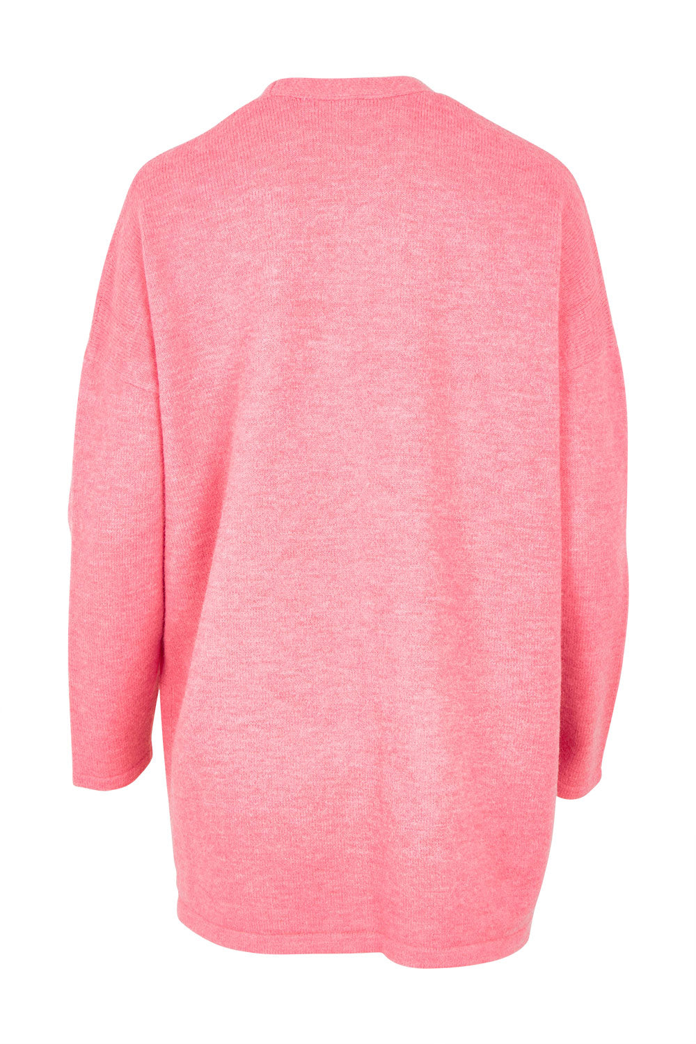 Product shot of the Emy Cardigan in colour Peonypink (Pink), from the back