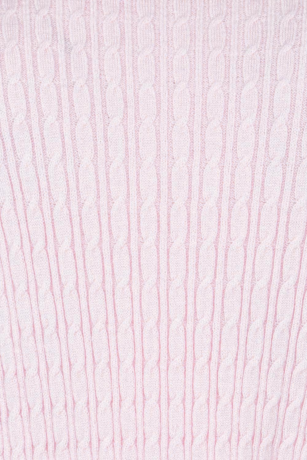 Product shot of the Cable Mini Jumper in colour Babypink (Pink), detail