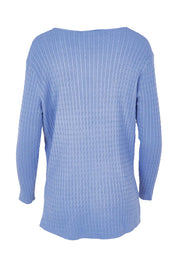Product shot of the Cable Mini Jumper in colour Powderblue (Blue), from the back