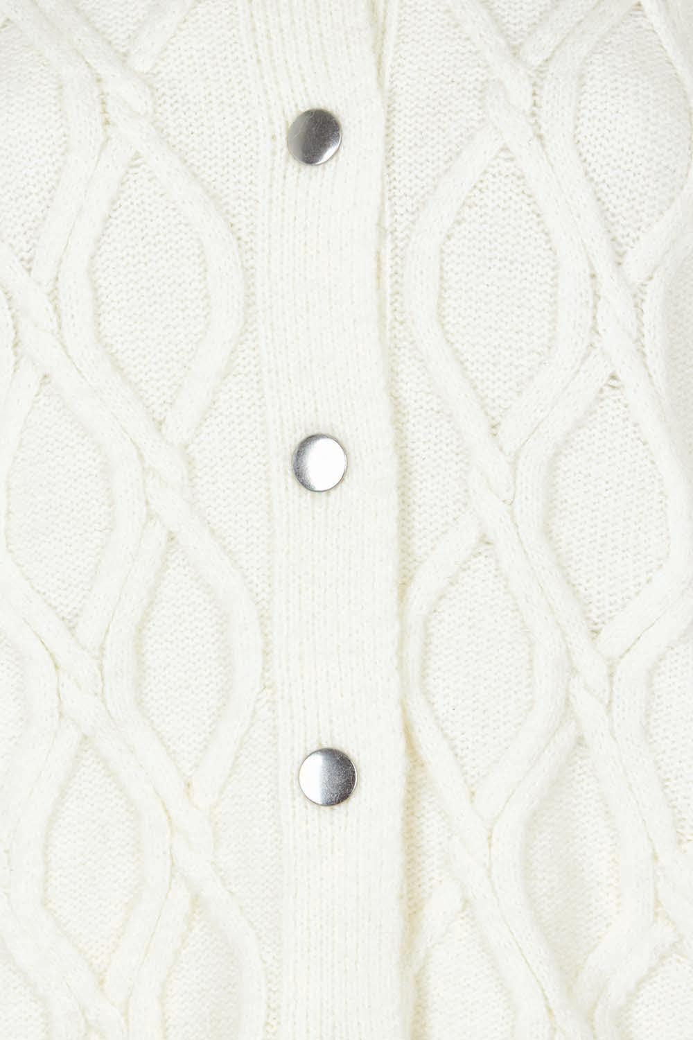 Product shot of the Celene Knit Cardigan in colour Cream, detail