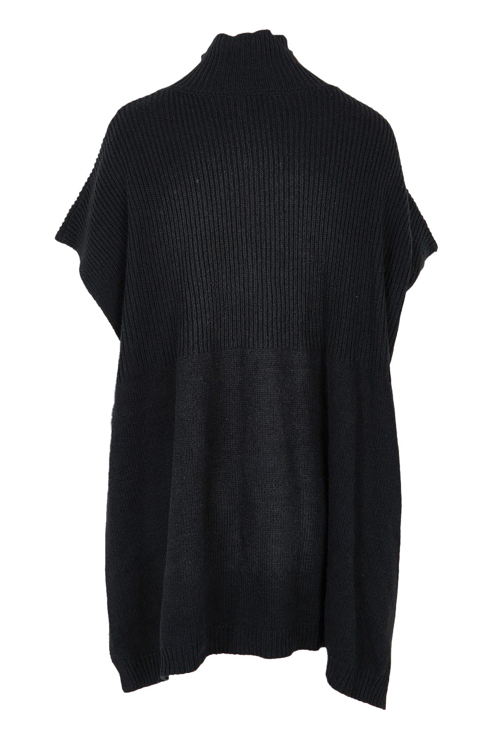 Product shot of the Paige Cotton Blend Poncho in colour Black (Black), from the back