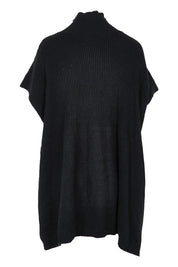 Product shot of the Paige Cotton Blend Poncho in colour Black (Black), from the back