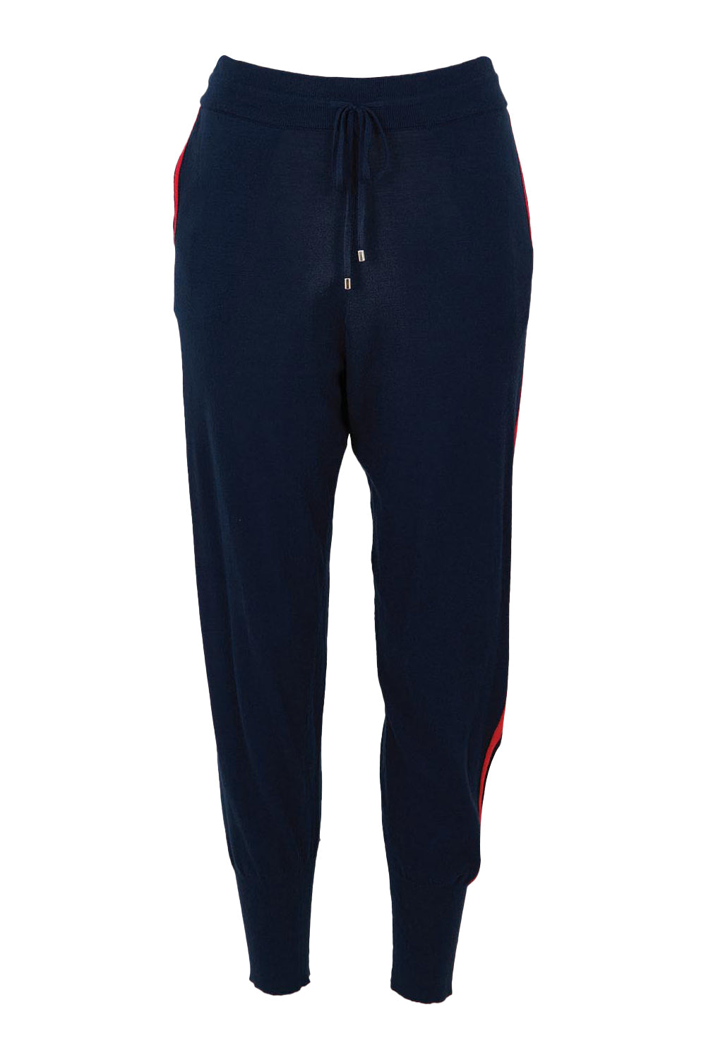 Product shot of the Aida Knit Pant in colour Navy (Blue), from the front