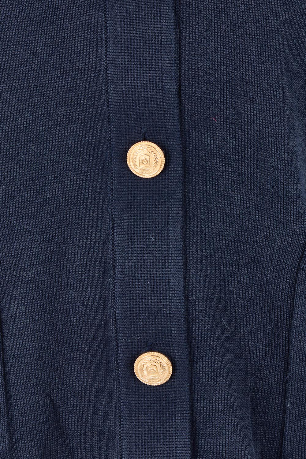 Product shot of the Leon Cotton Blend Knit Cardigan in colour Navy (Blue), detail