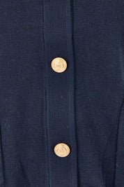 Product shot of the Leon Cotton Blend Knit Cardigan in colour Navy (Blue), detail