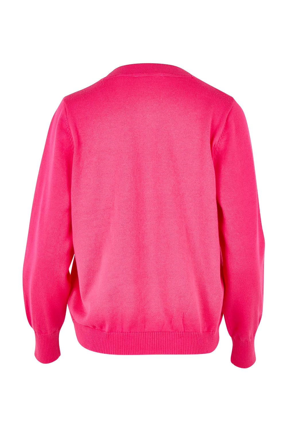 Product shot of the Leon Cotton Blend Knit Cardigan in colour Pink (Pink), from the back