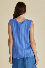 A model wearing the Aviva Cotton Tank in colour Blue (Blue), from the back