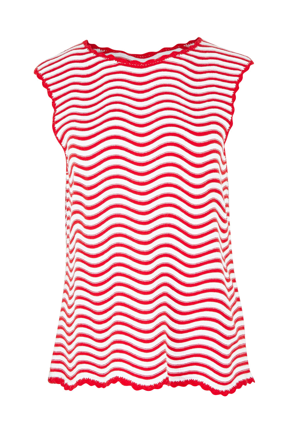 Product shot of the Aviva Cotton Tank in colour Redwhite (Red), from the front