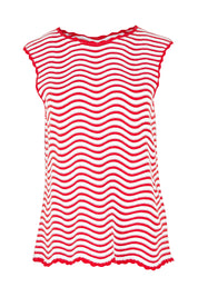 Product shot of the Aviva Cotton Tank in colour Redwhite (Red), from the front