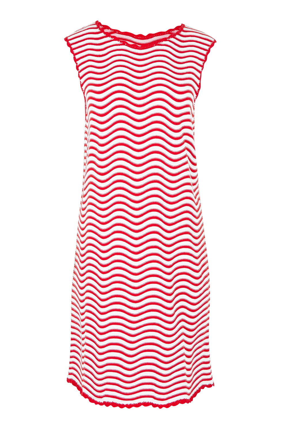 Product shot of the Viola Cotton Tank Dress in colour Redwhite (Red), from the front