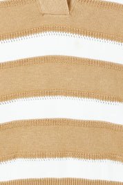 Product shot of the Salford Cotton Knit Polo in colour Beige, detail