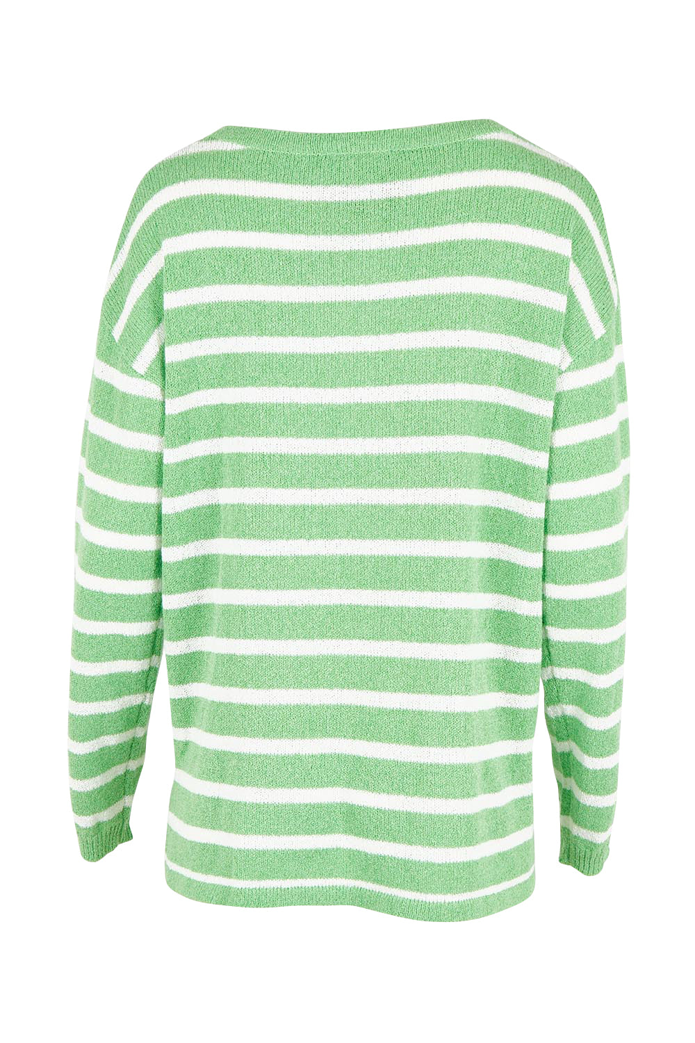 Product shot of the Bradford Knit Top in colour Greencream (Green), from the back