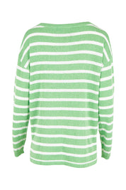 Product shot of the Bradford Knit Top in colour Greencream (Green), from the back