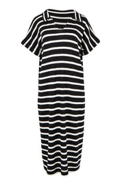 Product shot of the Bradford Knit Polo Dress in colour Creamblk (Black), from the front