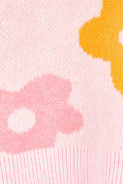 Product shot of the Leonie Knit Sweater in colour Flowers (Pink), detail