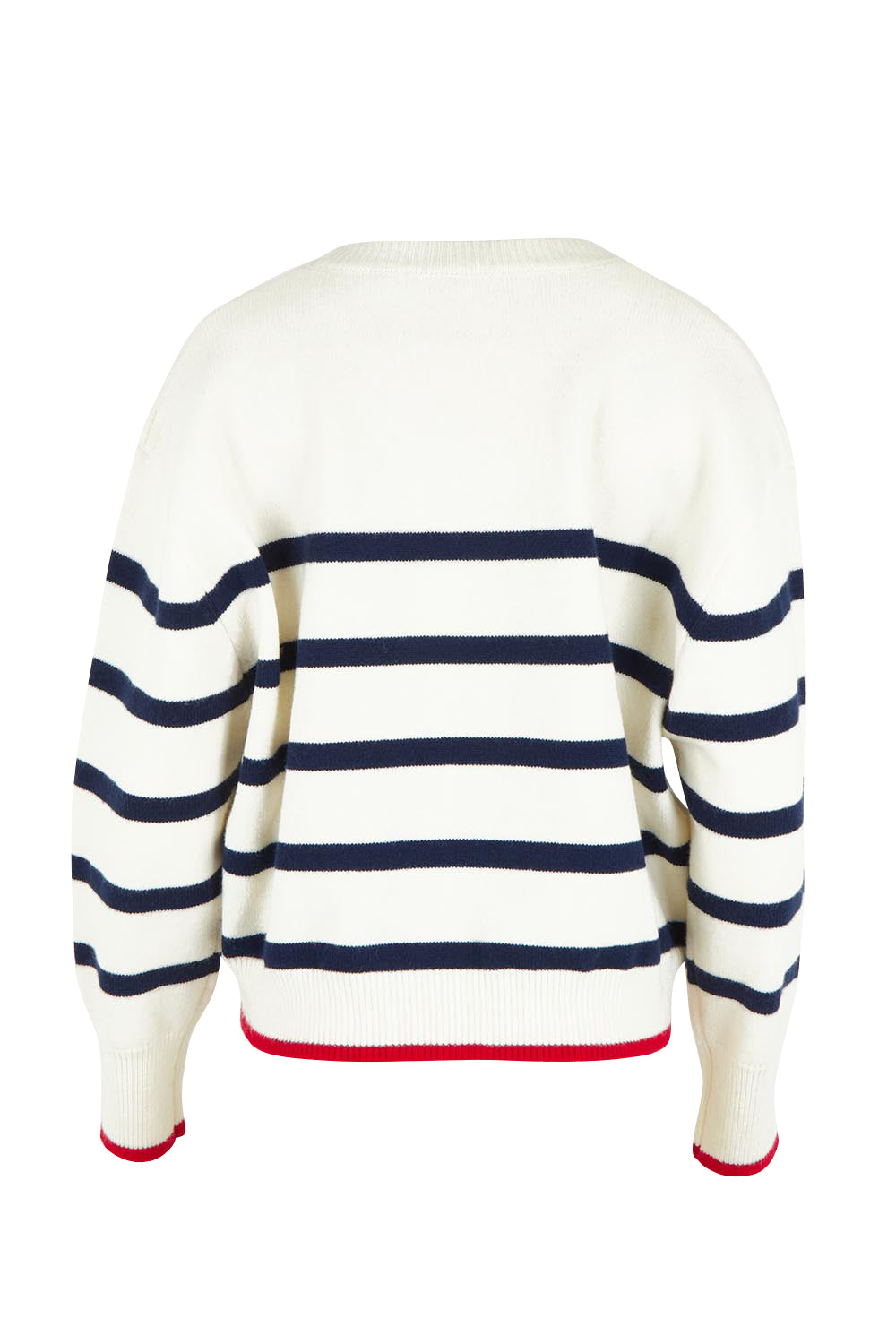 Product shot of the Leonie Knit Sweater in colour Navywhite (White), from the back
