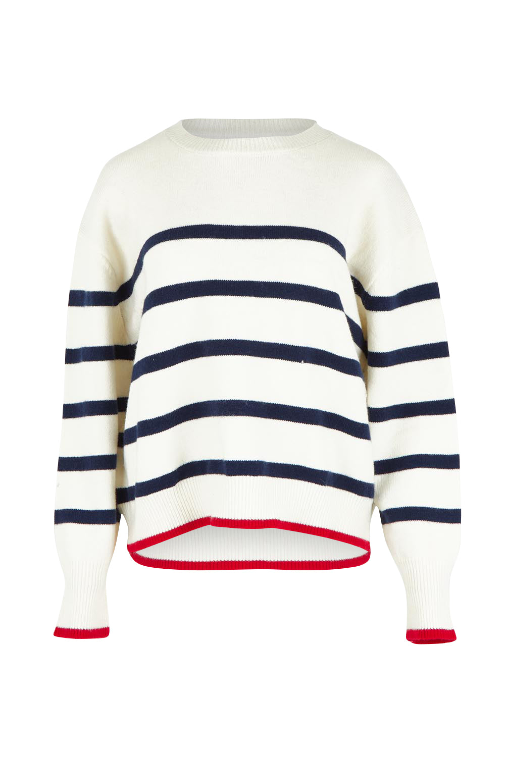 Product shot of the Leonie Knit Sweater in colour Navywhite (White), from the front