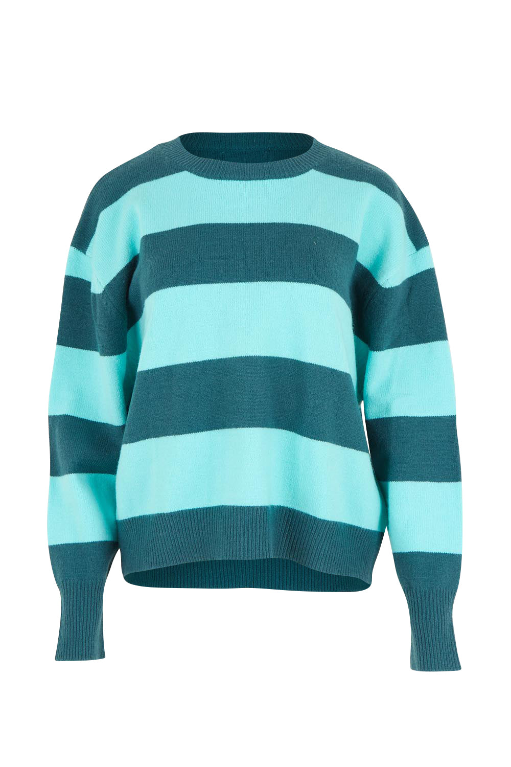 Product shot of the Leonie Knit Sweater in colour Tealblue (Blue), from the front