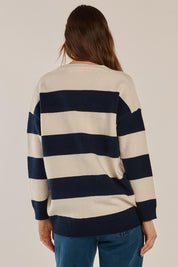 Maybelle Knit Cardigan – Navywhite