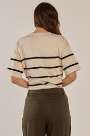 A model wearing the Bailey Boxy Sweater in colour Cream, from the back