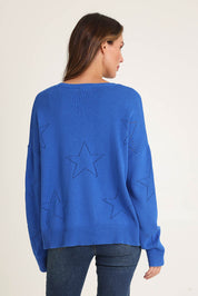 Selene Star Cotton Sweater – Blue