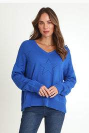 Selene Star Cotton Sweater – Blue