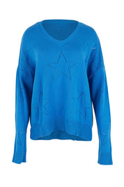Selene Star Cotton Sweater – Blue