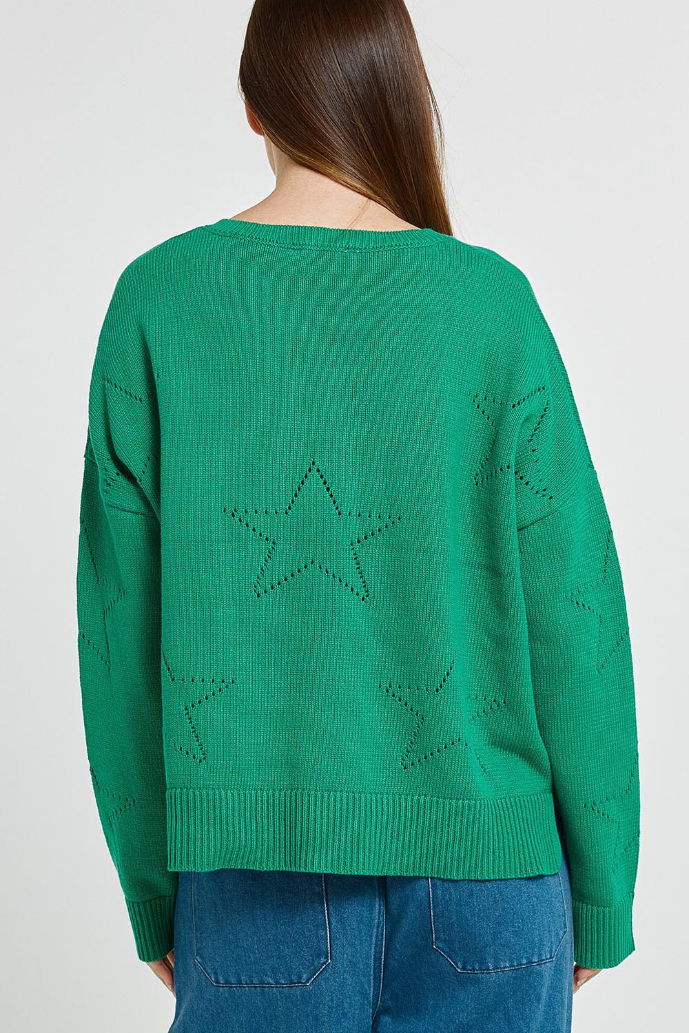 Selene Star Cotton Sweater – Green