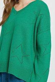 Selene Star Cotton Sweater – Green