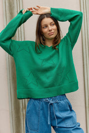 Selene Star Cotton Sweater – Green
