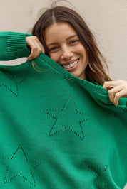 Selene Star Cotton Sweater – Green