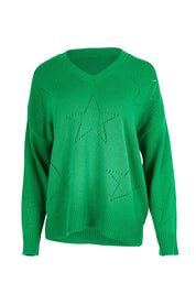 Selene Star Cotton Sweater – Green