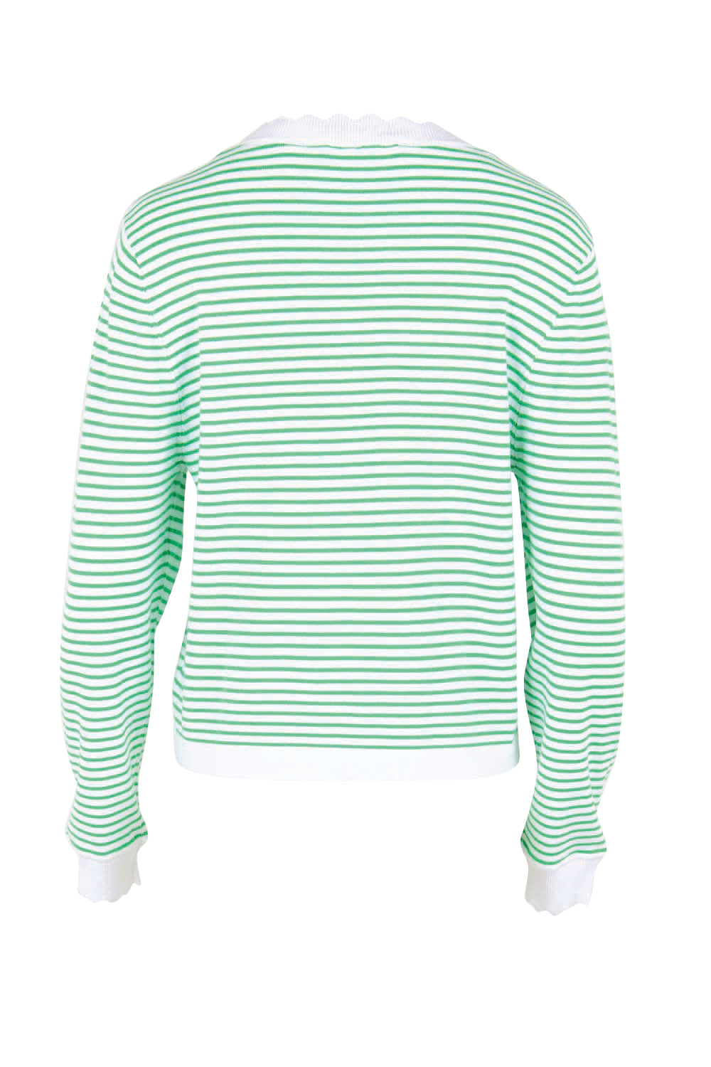 Product shot of the Scallop Knit Sweater – Green in colour Green, from the back