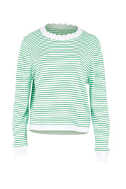 Product shot of the Scallop Knit Sweater – Green in colour Green, from the front