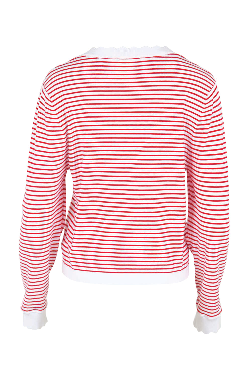 Product shot of the Scallop Knit Sweater – Red in colour Red, from the back