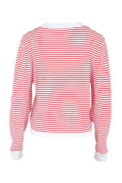 Product shot of the Scallop Knit Sweater – Red in colour Red, from the back