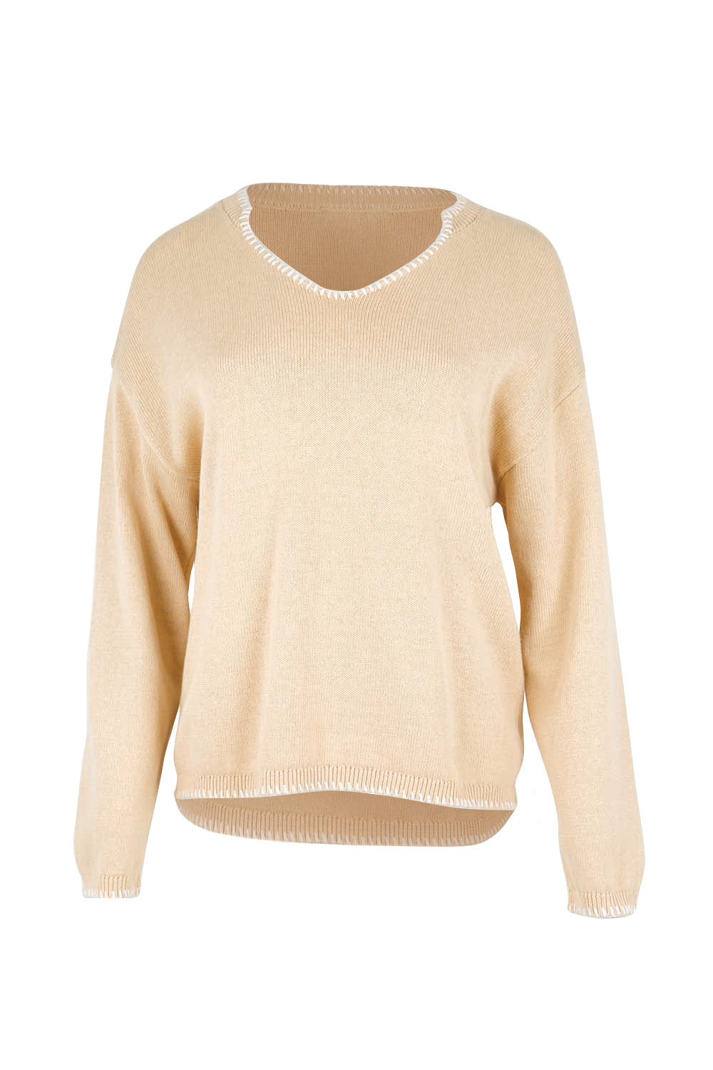 Product shot of the Ascot Stitch Sweater – Cream in colour Cream, from the front