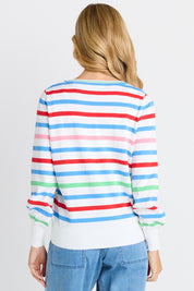 Model Genericm wearing size sample of the Indie Knit Sweater – Sorbet in colour Sorbet, from the back