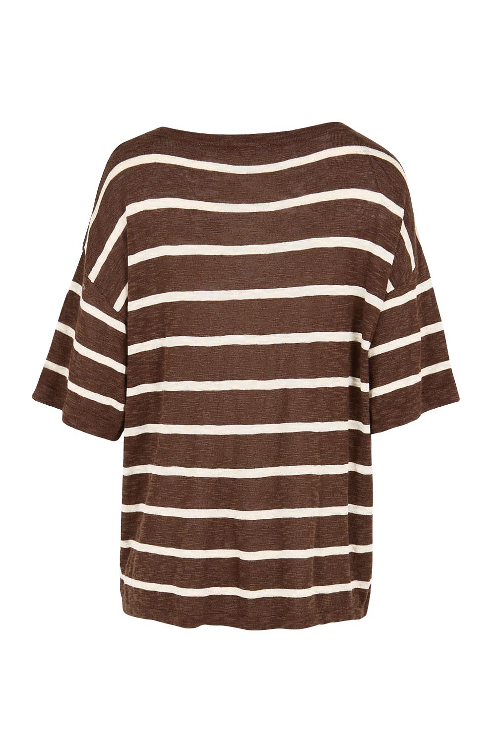 Product shot of the Aries V-Neck Sweater Tee – Chocolate in colour Chocolate, from the back