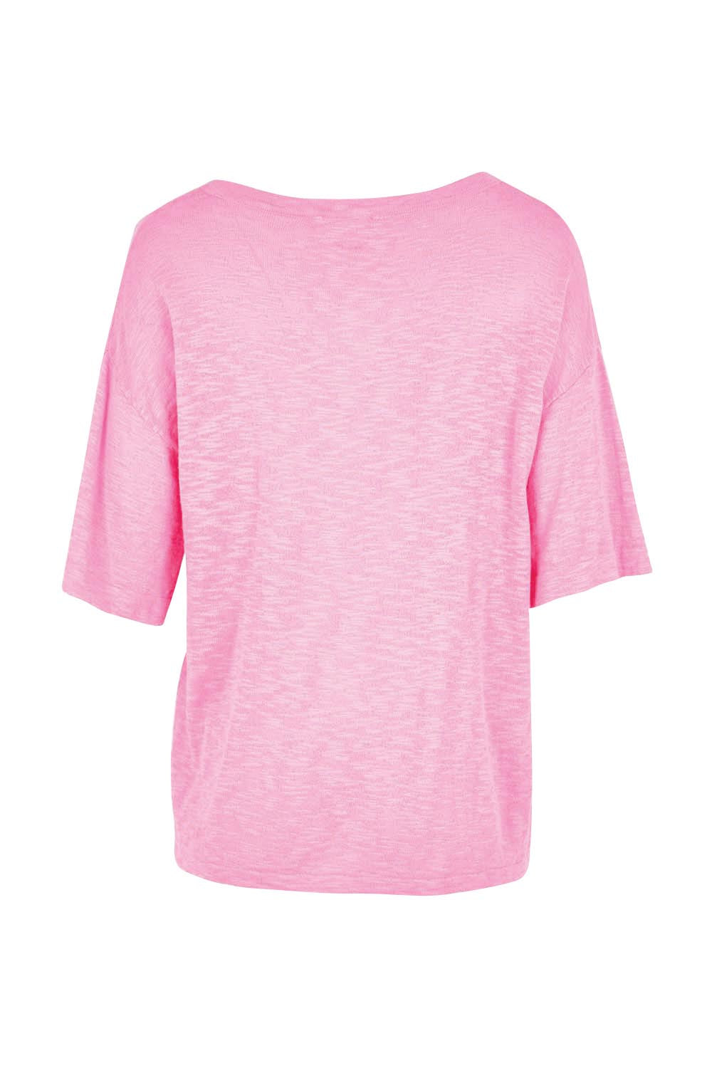 Product shot of the Aries V-Neck Sweater Tee – Pink in colour Pink, from the back
