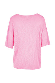 Product shot of the Aries V-Neck Sweater Tee – Pink in colour Pink, from the back
