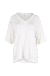 Product shot of the Aries V-Neck Cotton Blend Sweater – White in colour White, from the front