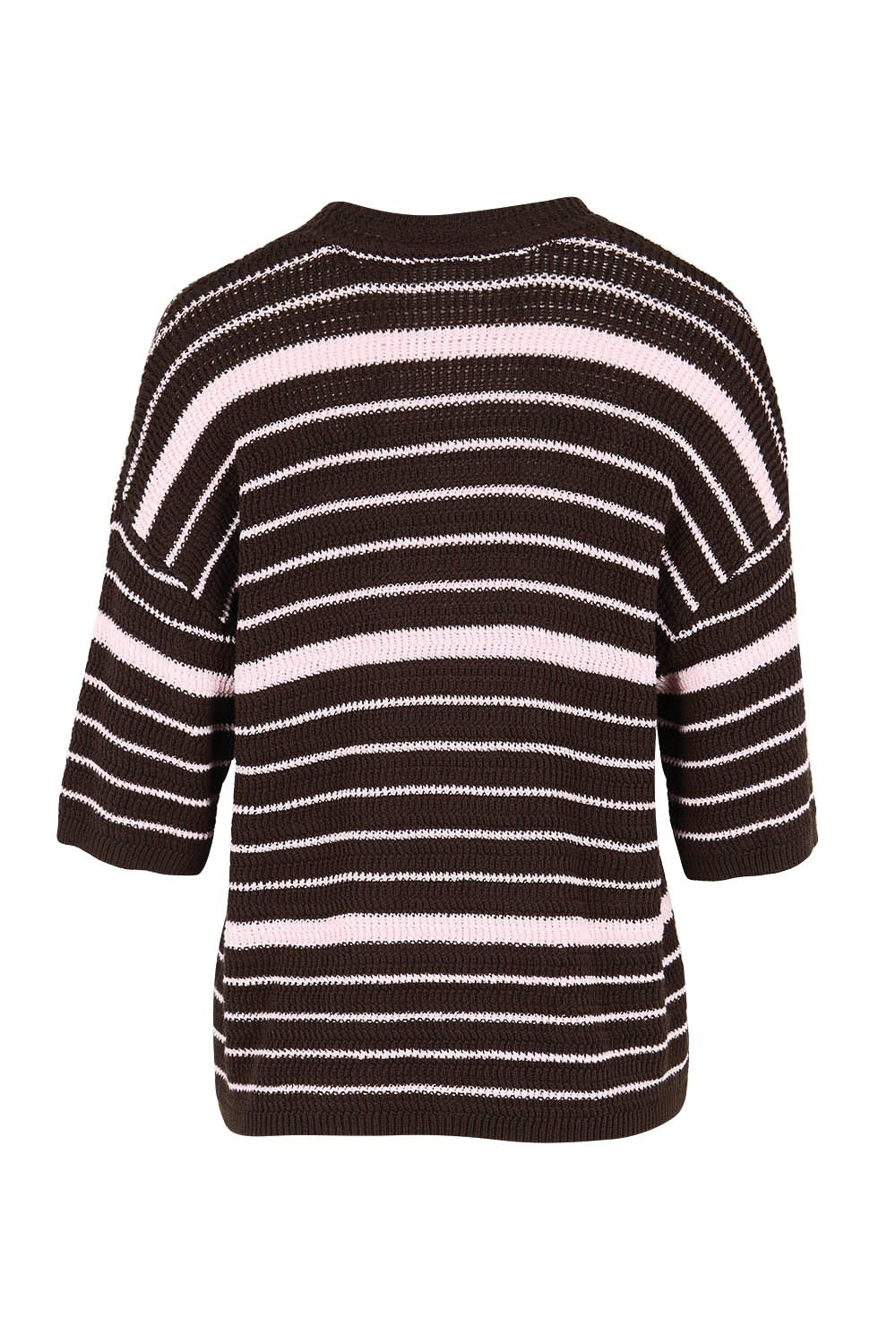 Product shot of the Dylan Knit Tee – Chocolate in colour Chocolate, from the back