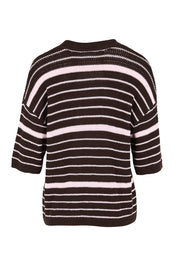 Product shot of the Dylan Knit Tee – Chocolate in colour Chocolate, from the back