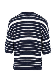 Product shot of the Dylan Knit Tee – Navywhite in colour Navywhite, from the back