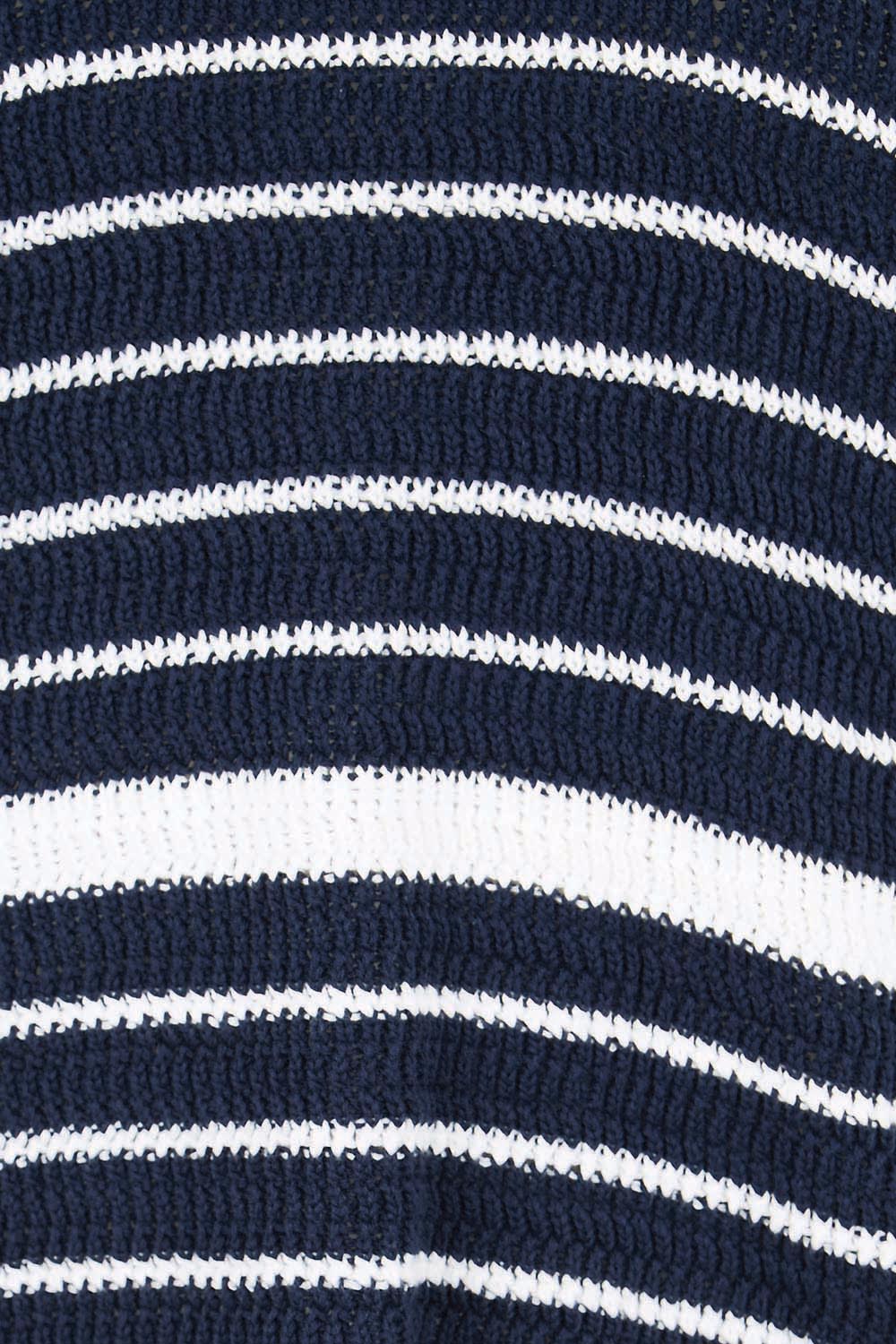 Product shot of the Dylan Knit Tee – Navywhite in colour Navywhite, showing detail