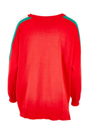 Product shot of the Amelia Knit in colour Raspberry (Red), from the back